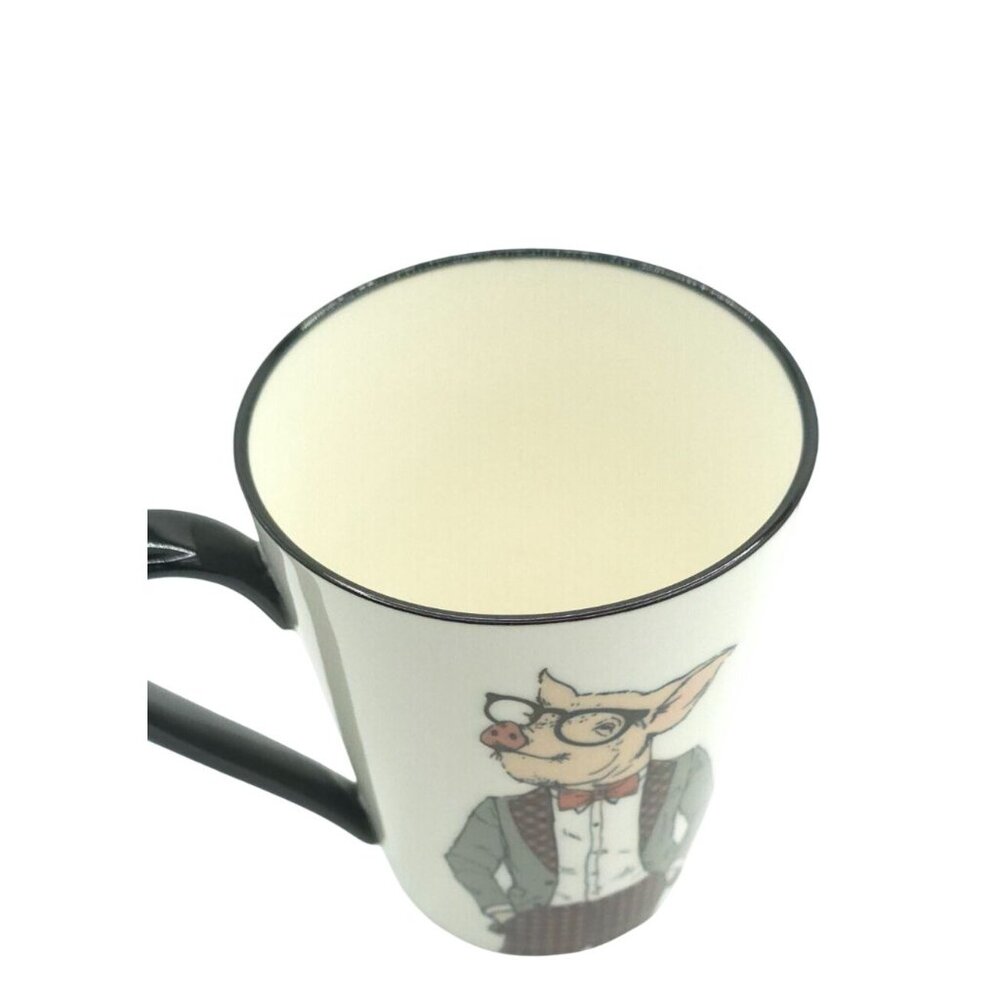 Dapper Pig In Glasses & Bowtie Ceramic Coffee Mug Whimsical Kitchen Drinkware - Picture 4 of 6
